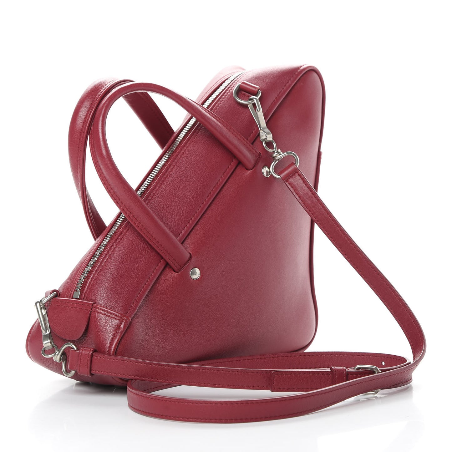 Shiny Day Calfskin S Triangle Duffle Rouge Grenat