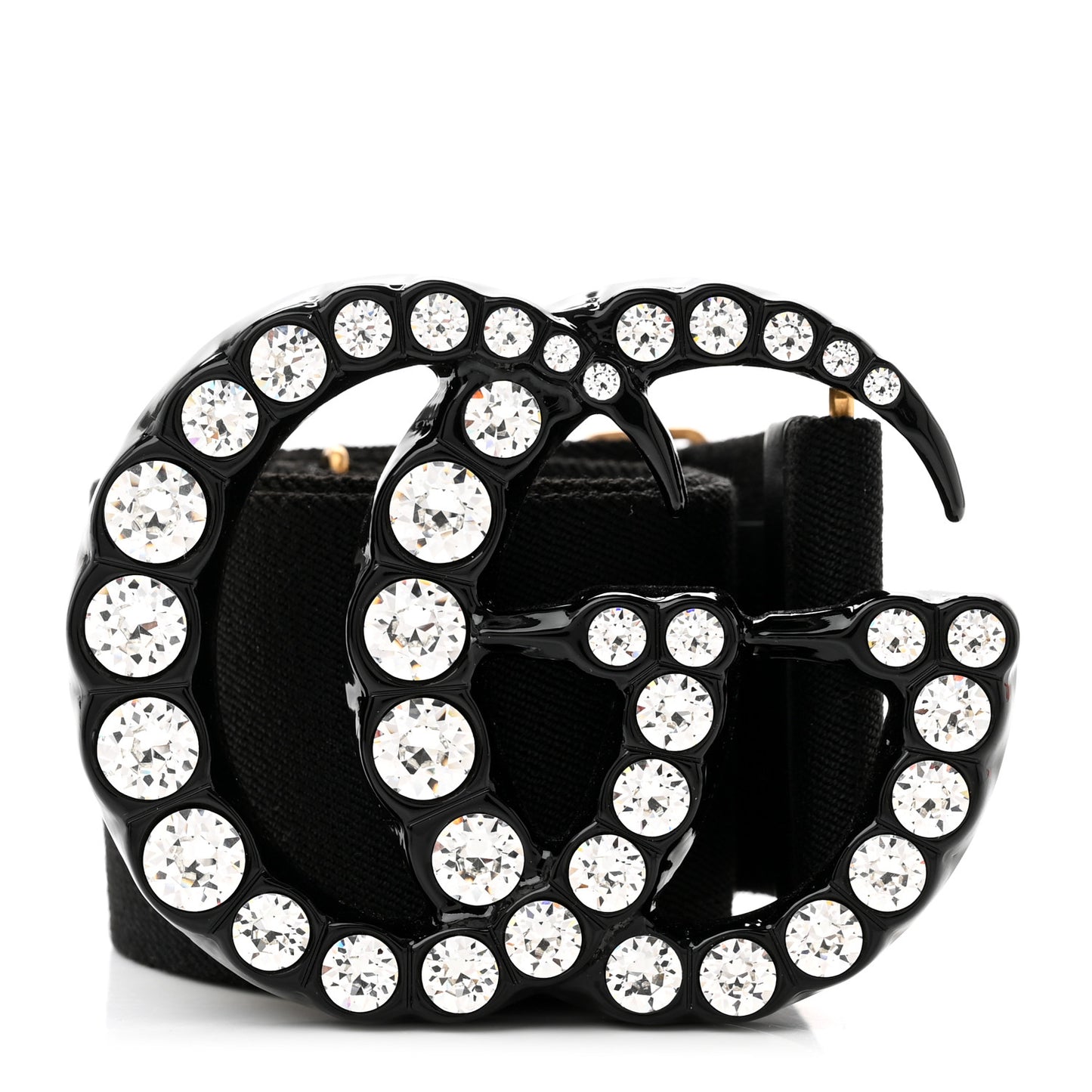 Elastic Crystal Embellished Plexiglass GG Marmont Belt 90 36 Black