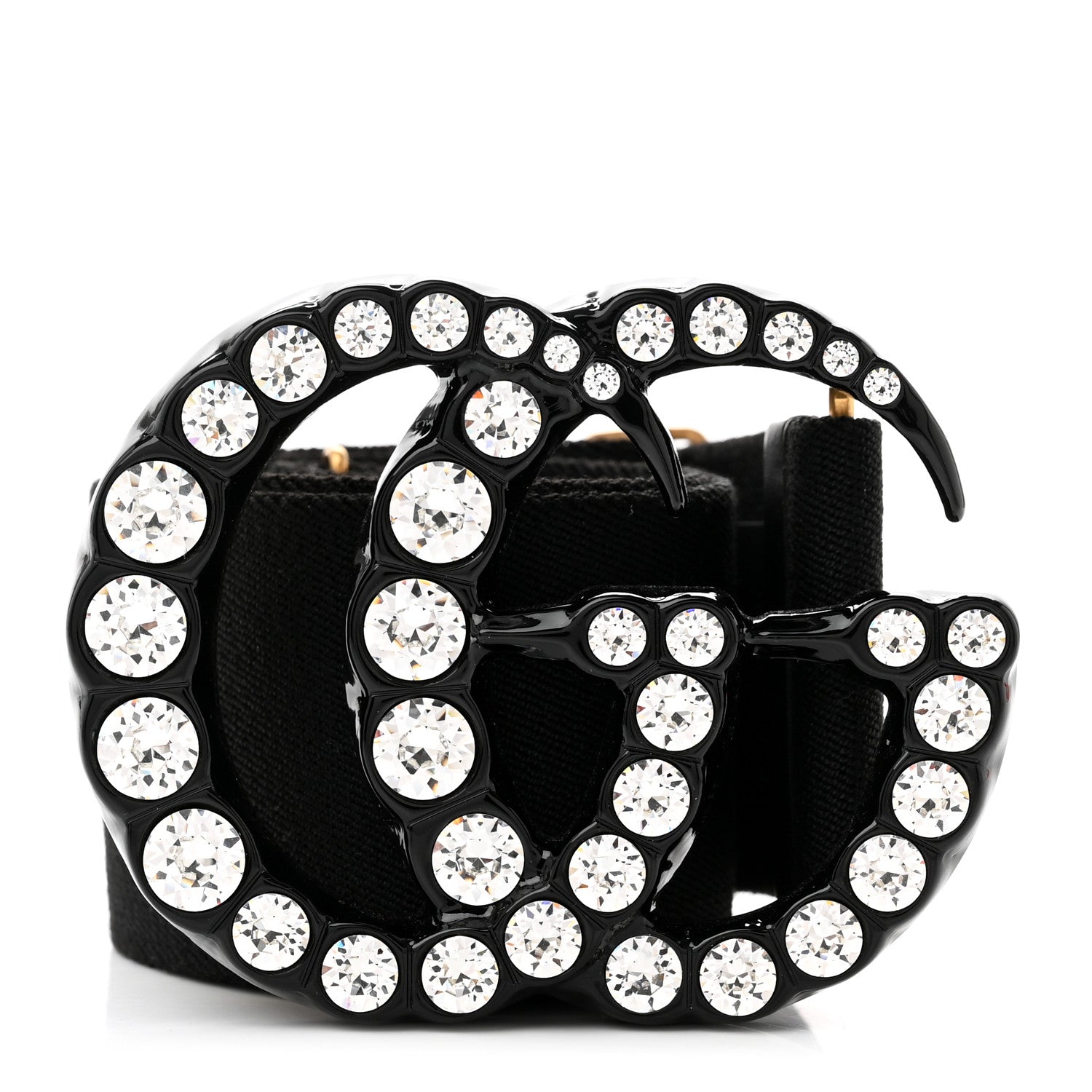 Gucci Elastic Crystal Embellished Plexiglass GG Marmont Belt 90 36 Black 1 of 3