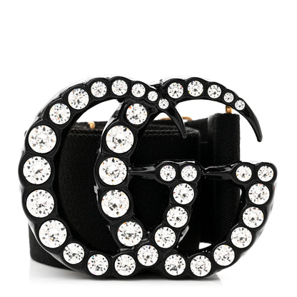 Gucci Elastic Crystal Embellished Plexiglass GG Marmont Belt 90 36 Black 1 of 3