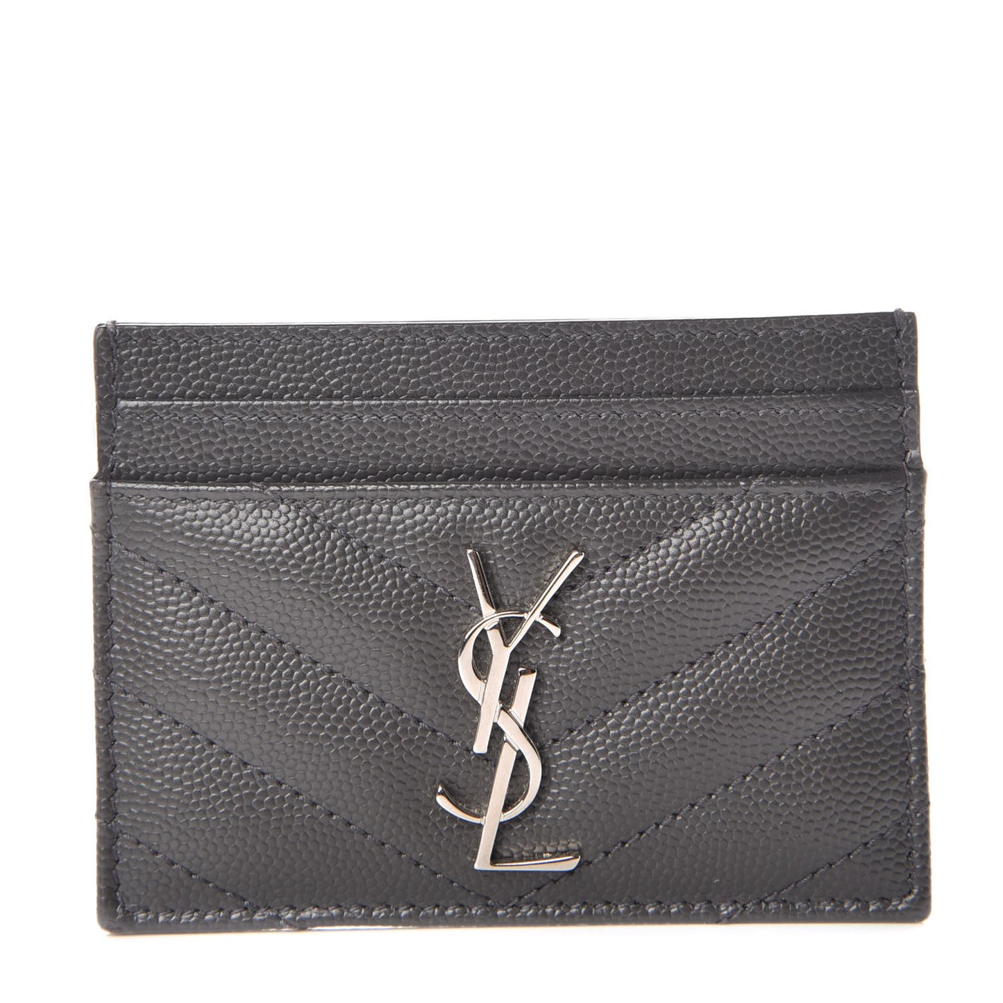 Grain De Poudre Matelasse Chevron Monogram Credit Card Case Coal
