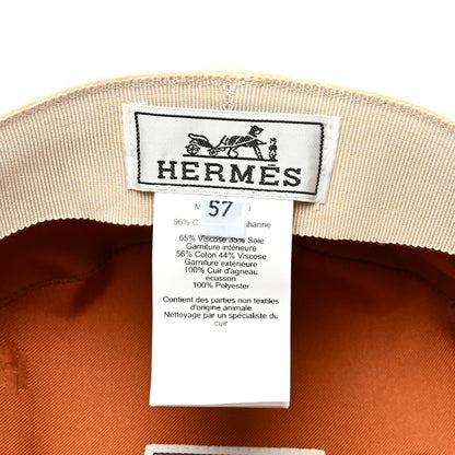 Hermes Double Linen Twill Casquette Cabourg Cliquetis Cap 57 White Creme 8 of 8