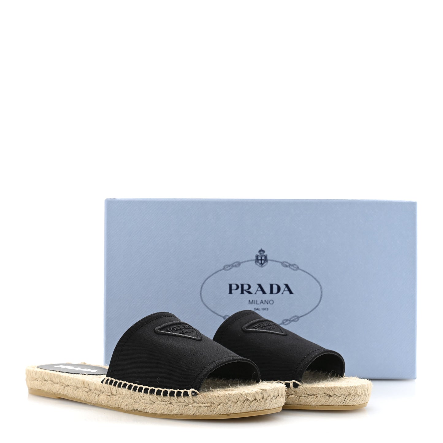 Canvas Gabardine Triangle Logo Espadrilles Sandals 40 Black