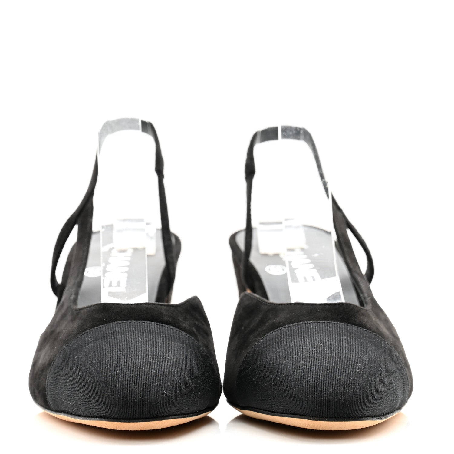 Chanel Velour Grosgrain Cap Toe CC Slingback Pumps 39 Black 2 of 13