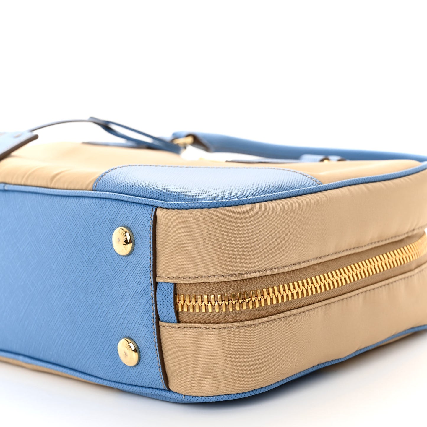 Re-Nylon Saffiano Medium Re-Edition 1978 Two Handle Bag Camel Wave