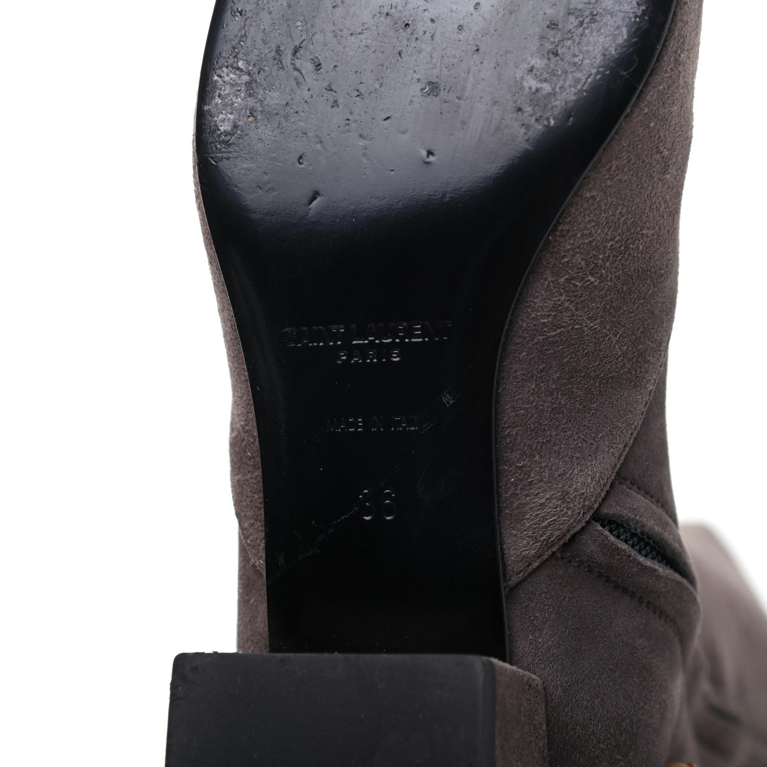 Saint Laurent Suede Babies 40 Over The Knee Boots 36 Road Grey 10 of 19