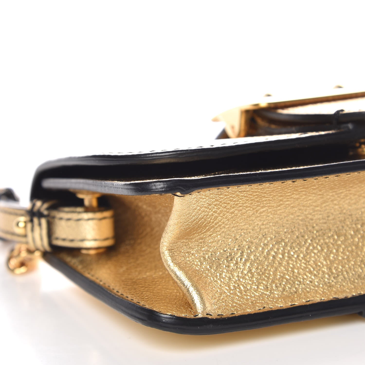 Burberry Metallic Soft Grain Calfskin Mini Phone Buckle Bag Gold 9 of 11