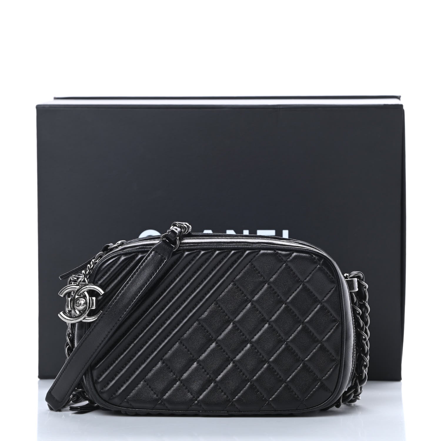Chanel Lambskin Small Coco Boy Camera Case Black 13 of 13