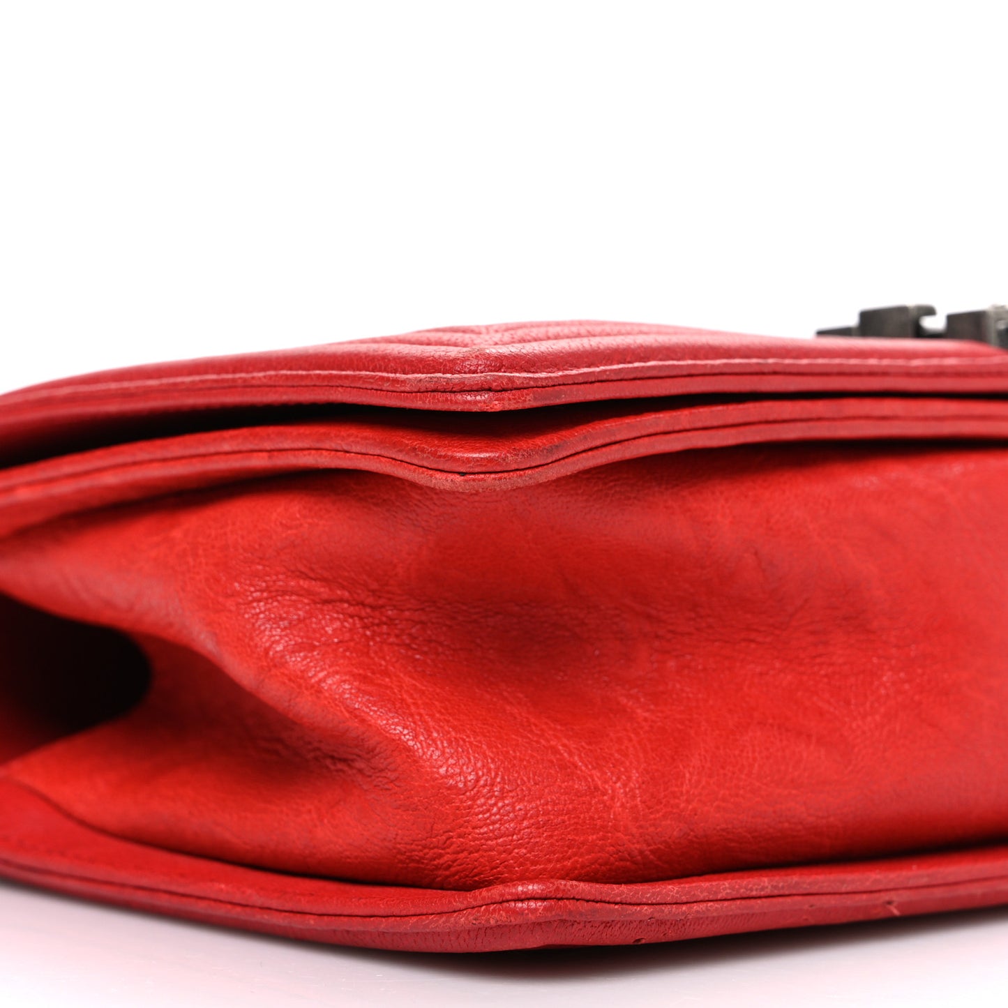 Crumpled Lambskin Small Studded Boy Flap Red