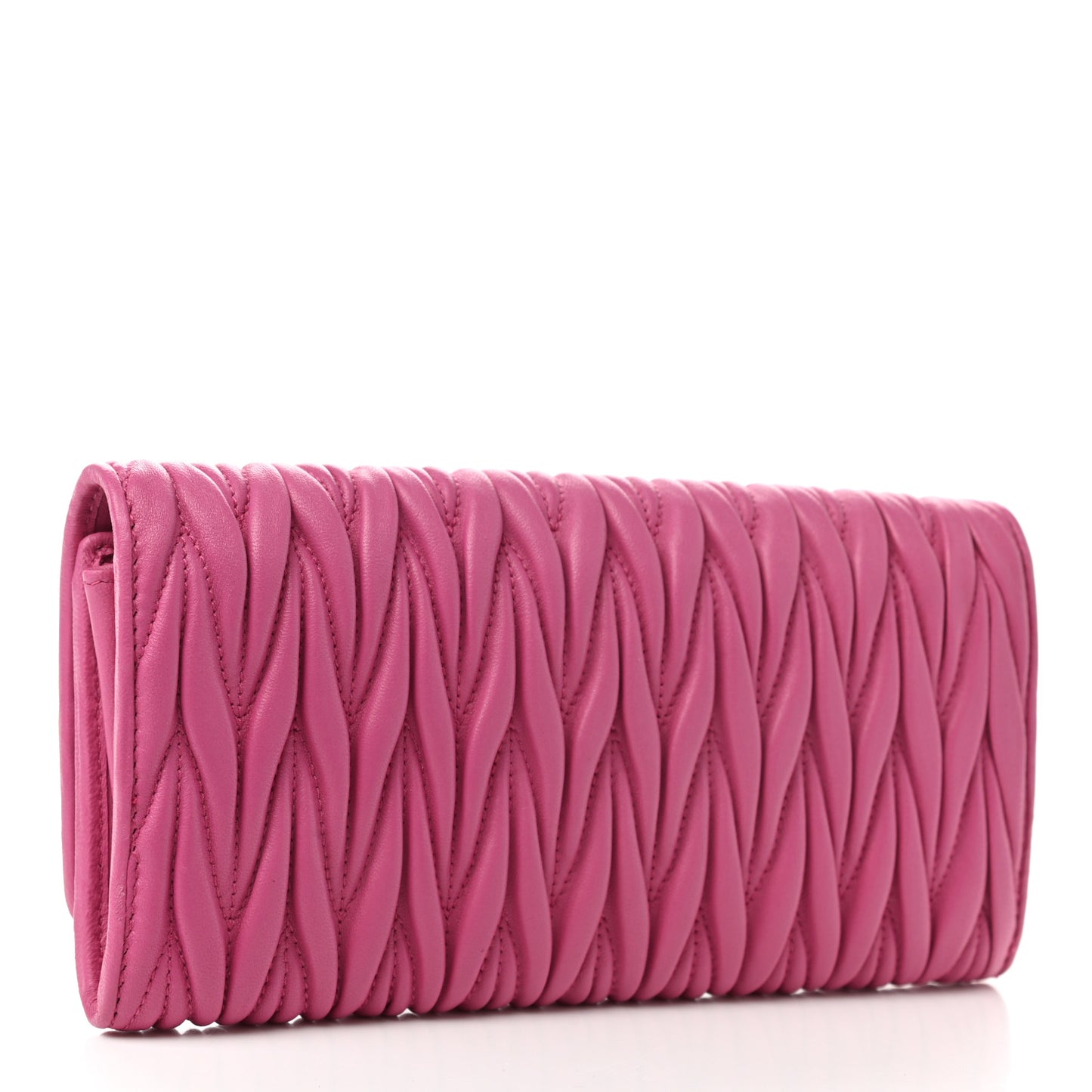 Nappa Matelasse Flap Wallet Fuxia