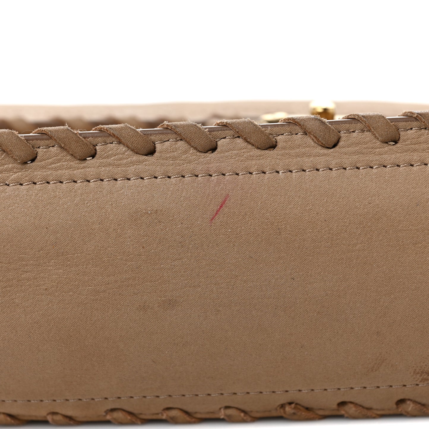 Iridescent Calfskin Jumbo Happy Stitch Flap Beige
