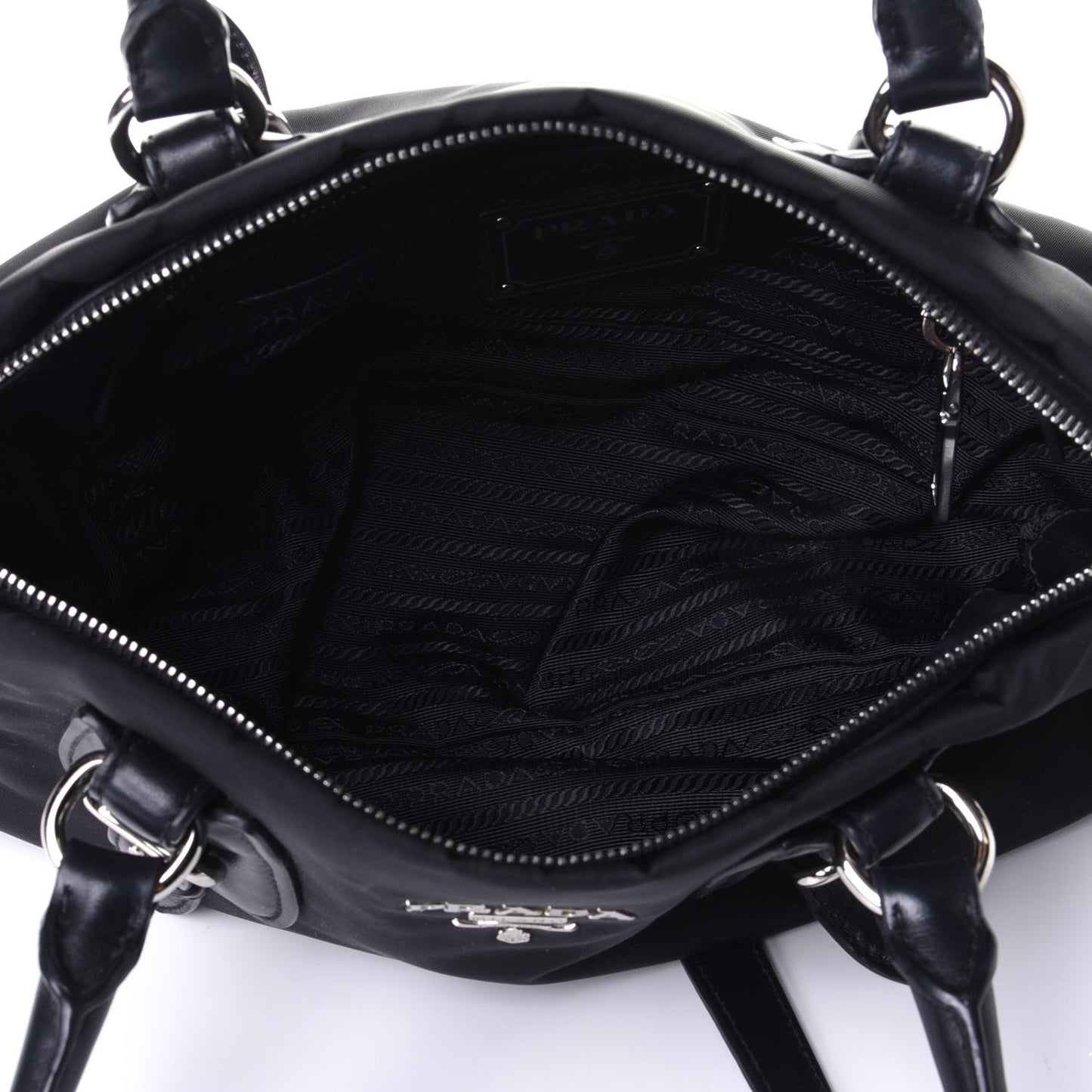 Nylon Tessuto Soft Calf Tote Black