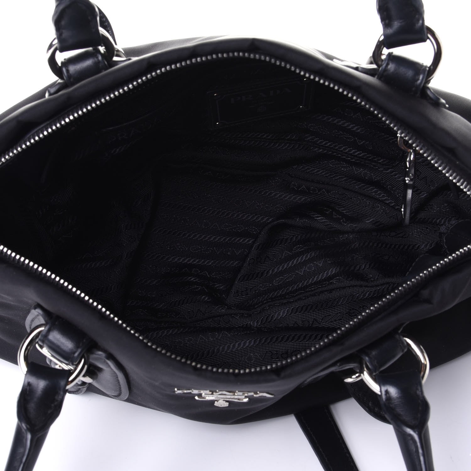 Prada Nylon Tessuto Soft Calf Tote Black 3 of 3
