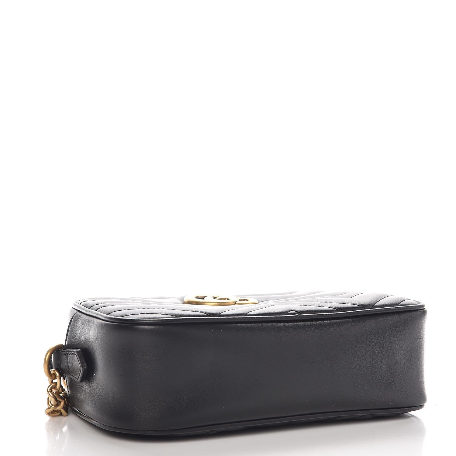 Gucci Calfskin Matelasse Small GG Marmont Chain Shoulder Bag Black 4 of 8