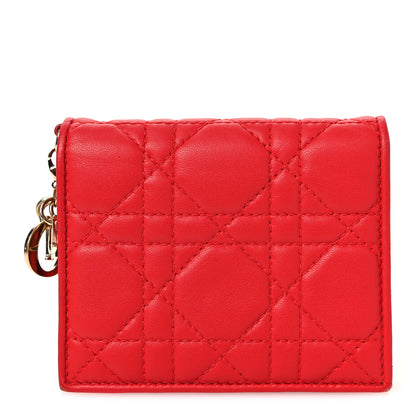 Christian Dior Lambskin Cannage Mini Lady Dior Wallet Red 1 of 8
