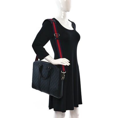 Gucci GG Supreme Monogram Appia Calfskin Web Briefcase Black 2 of 9