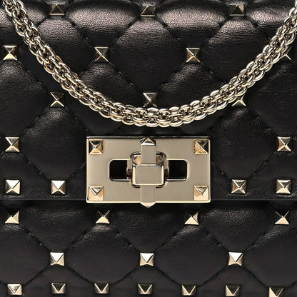 Valentino Garavani Lambskin Small Rockstud Spike Shoulder Bag Black 7 of 9