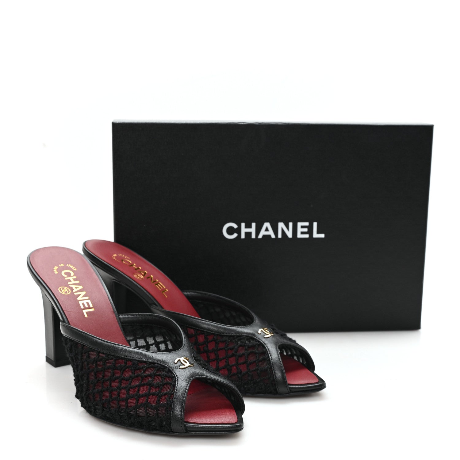 Chanel Mesh Cotton Lambskin CC Coco Beach Mules 40 Black 9 of 9