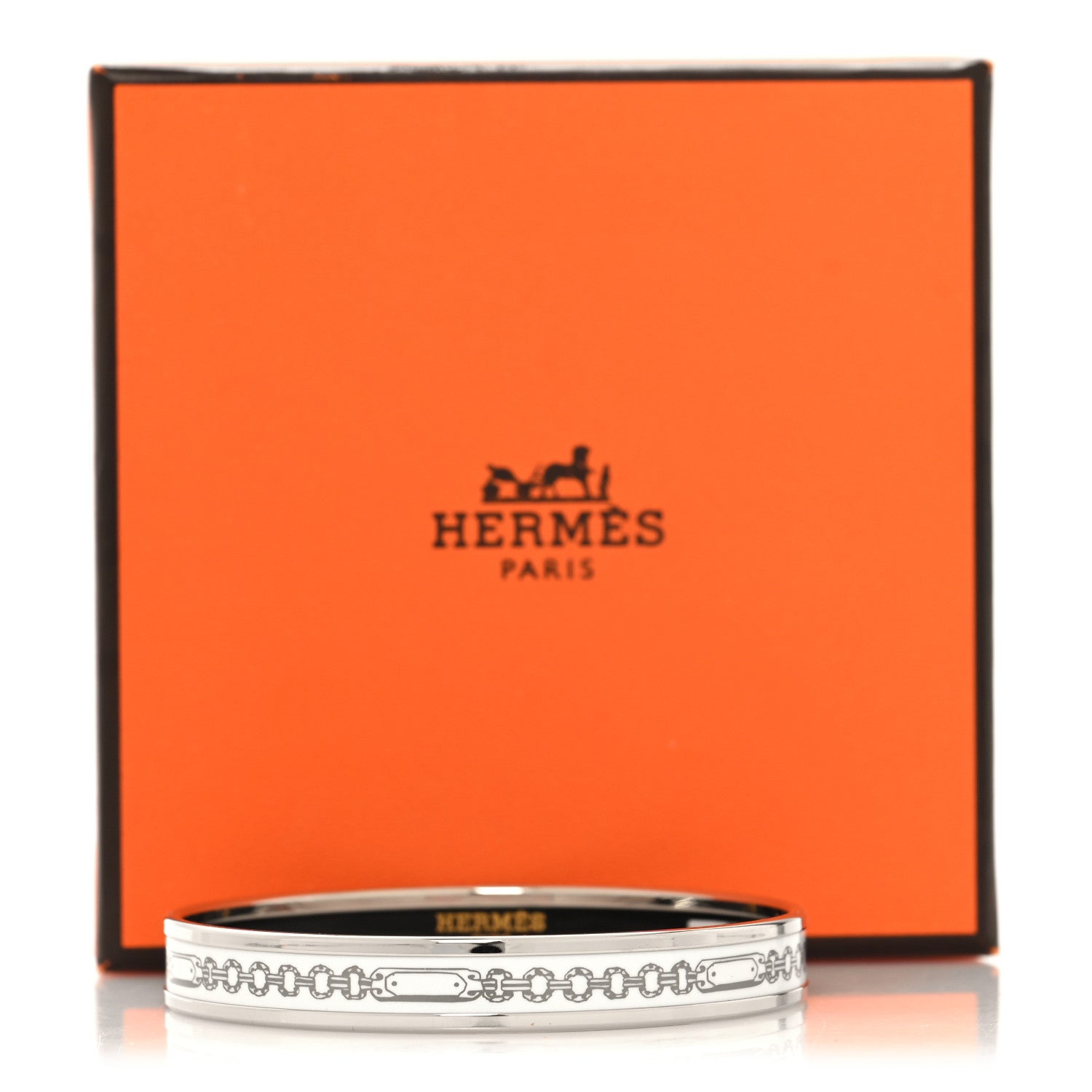 Hermes Enamel Printed Narrow Bijoux Chaines Bracelet 65 White 6 of 6