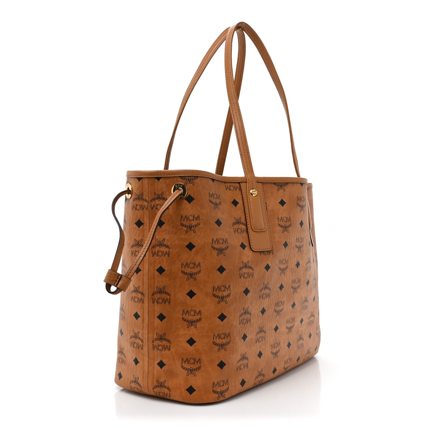 MCM Visetos Medium Liz Reversible Shopper Tote Cognac 5 of 16