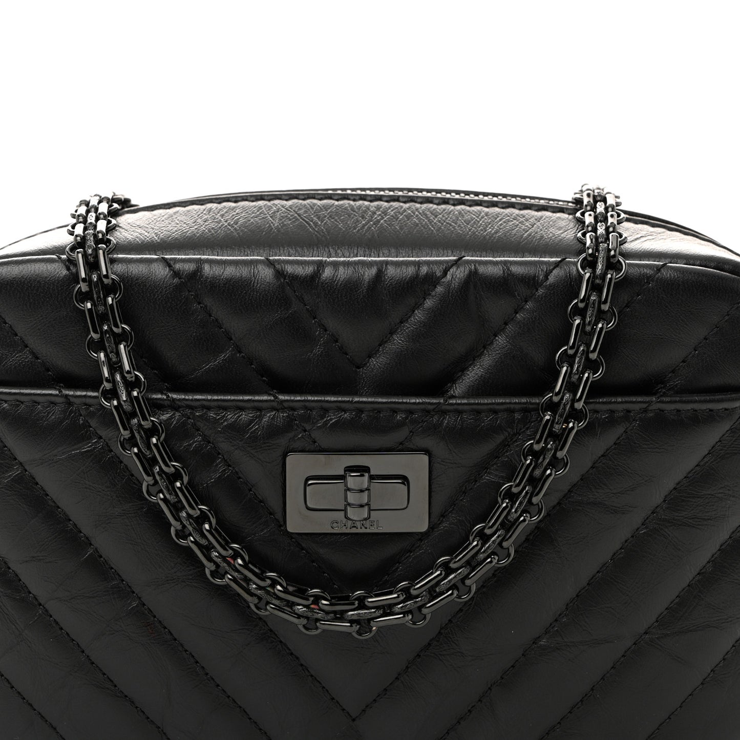 Aged Calfskin Chevron Mini Reissue Camera Case So Black
