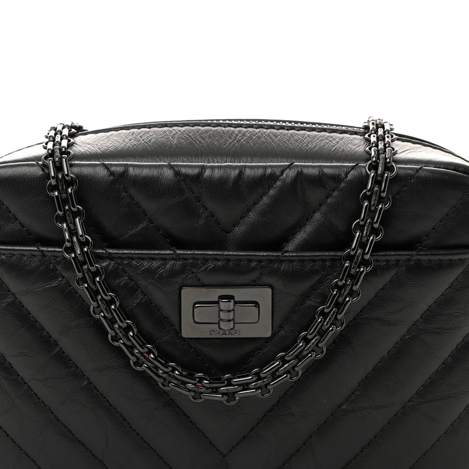 Chanel Aged Calfskin Chevron Mini Reissue Camera Case So Black 8 of 9