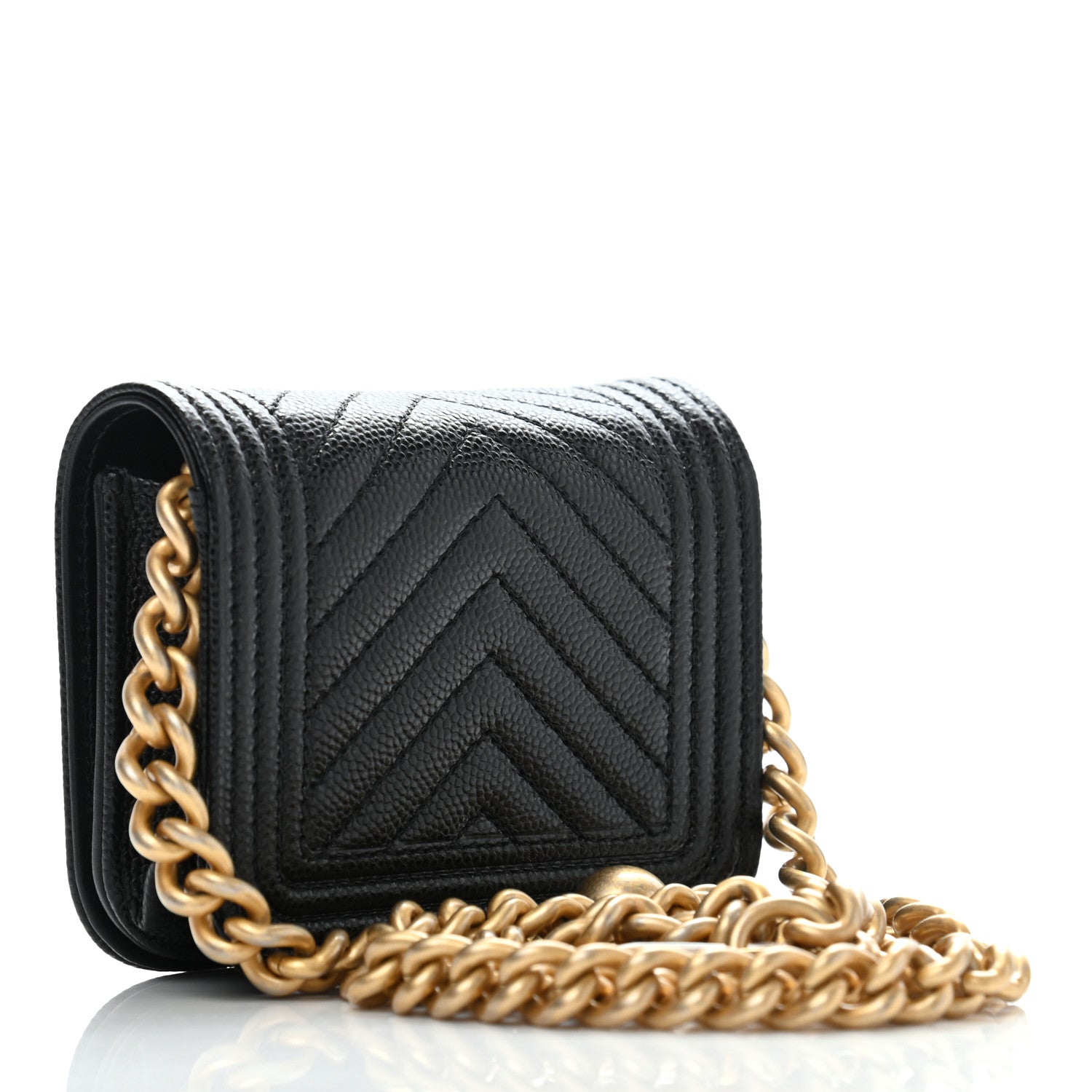 Chanel Caviar Chevron Quilted Boy Flap Waist Belt Bag Black 2 of 11