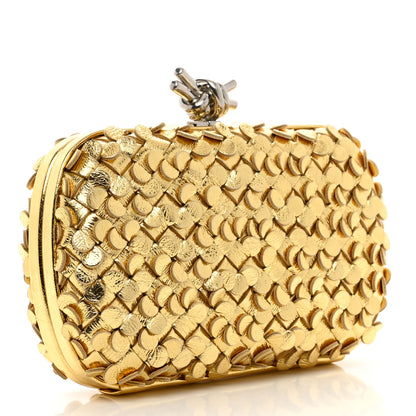 Bottega Veneta Metallic Lambskin Intrecciato Minaudiere Knot Clutch Gold 3 of 6