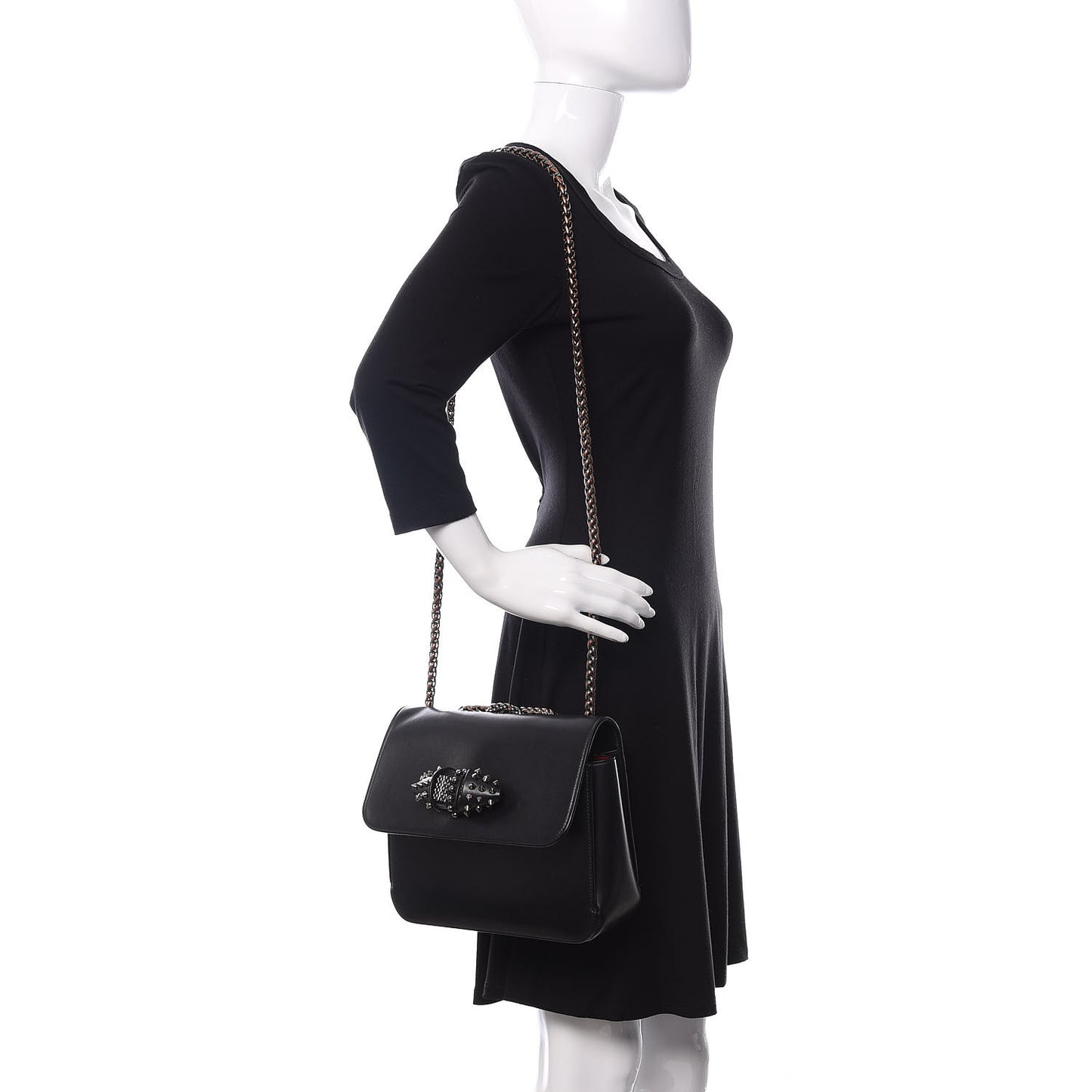 Calfskin Small Sweety Charity NV Shoulder Bag Black