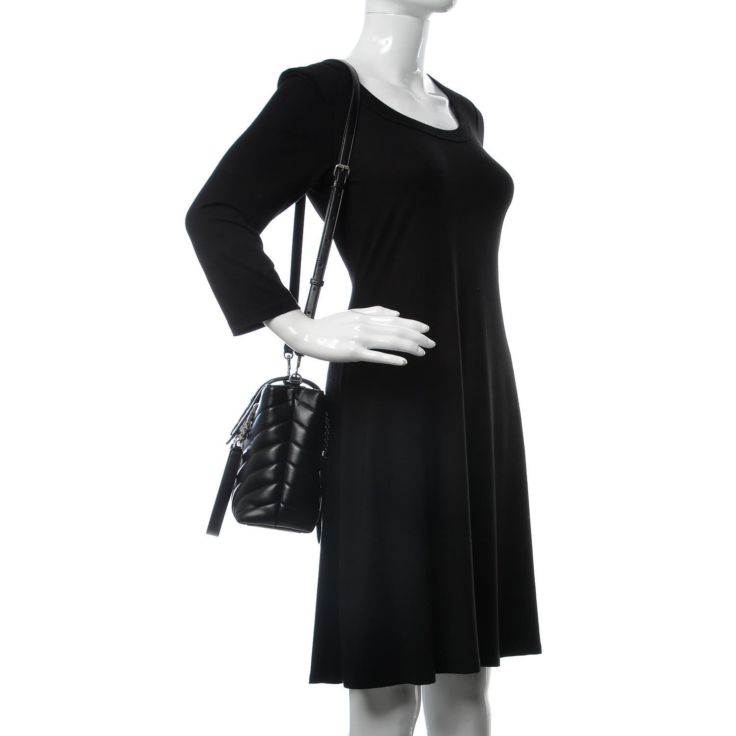 Calfskin Y Quilted Monogram Small Loulou Shopper Black