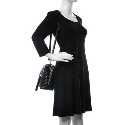 Saint Laurent Calfskin Y Quilted Monogram Small Loulou Shopper Black 3 of 8