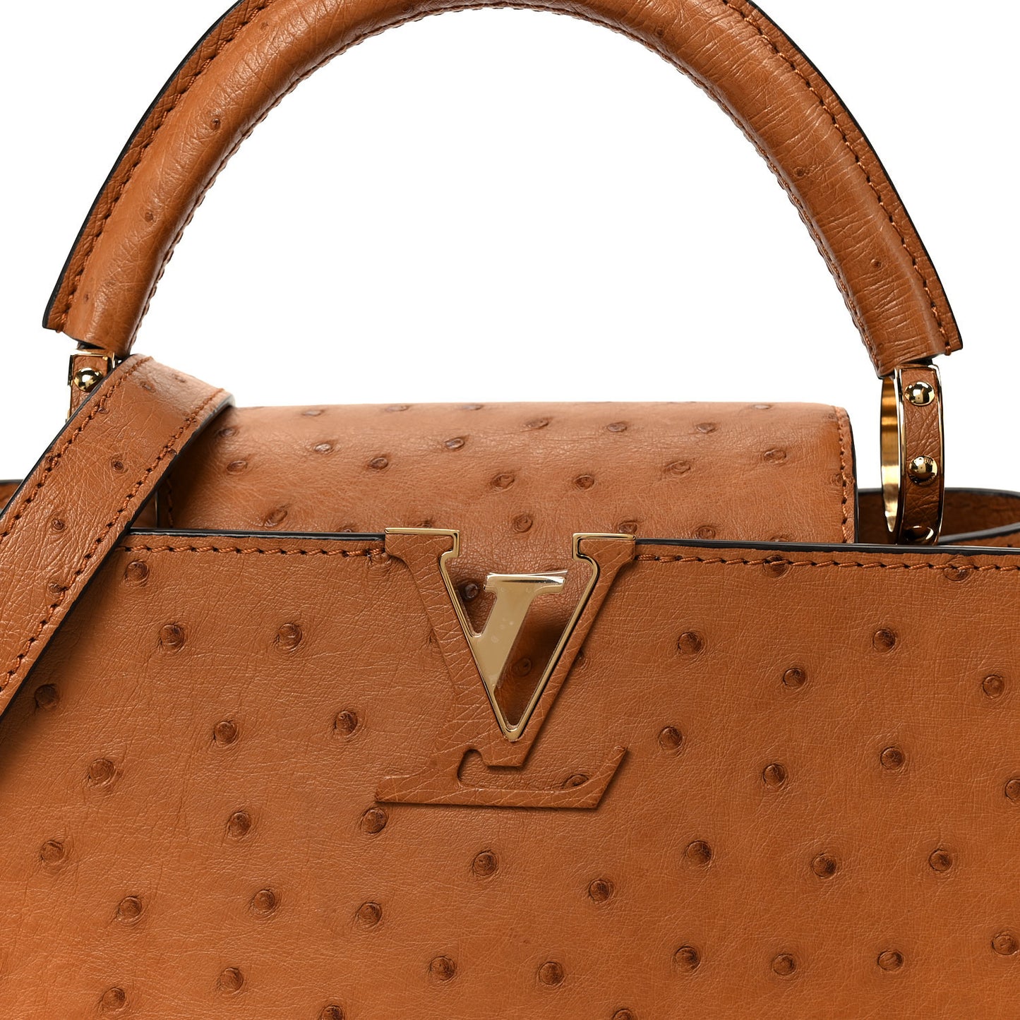Ostrich Capucines BB Cognac