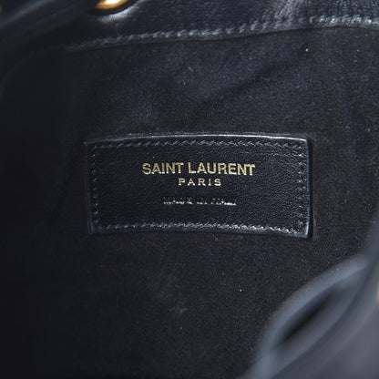 Saint Laurent Calfskin Small Emmanuelle Fringe Bucket Bag Black 7 of 19