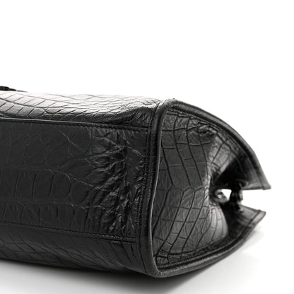 Saint Laurent Calfskin Crocodile Embossed Monogram Medium Niki Shopping Bag Black 9 of 9