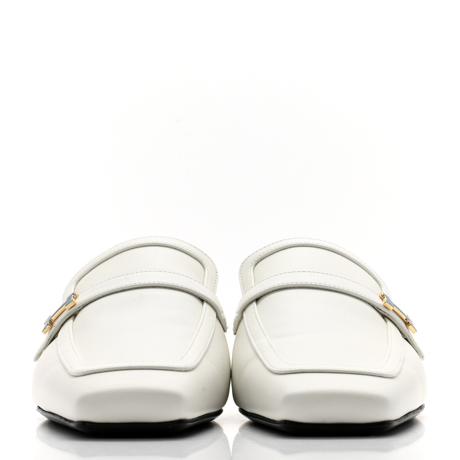 Hermes Calfskin Womens Groupie Mules 38 White 2 of 12