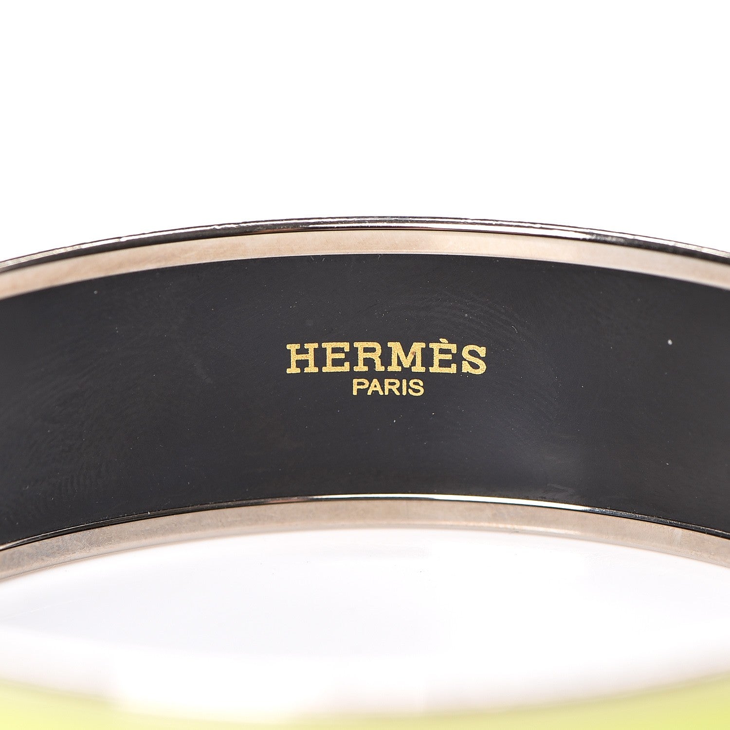 Hermes Enamel Wide Caleche Bracelet 70 Lime 2 of 4