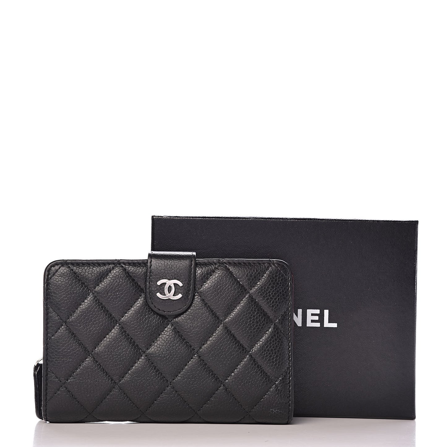 Caviar Quilted Zipped Pocket Wallet Black