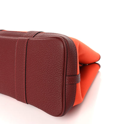 Hermes Toile Militaire Negonda Garden Party Tote 30 Orange Mecano Rouge H 9 of 9