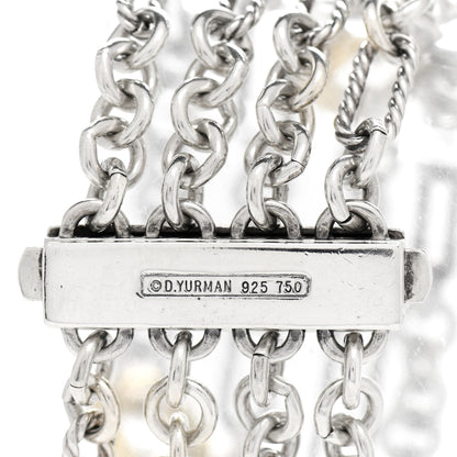 David Yurman Sterling Silver 18K Yellow Gold Figaro Four Row Chain Bracelet 3 of 3