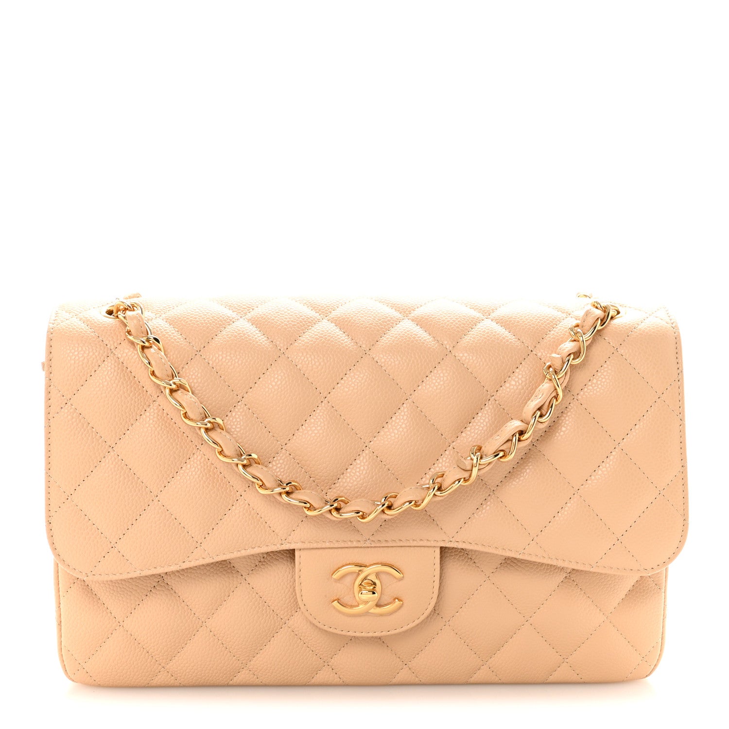 Chanel Caviar Quilted Jumbo Double Flap Beige 1 of 10
