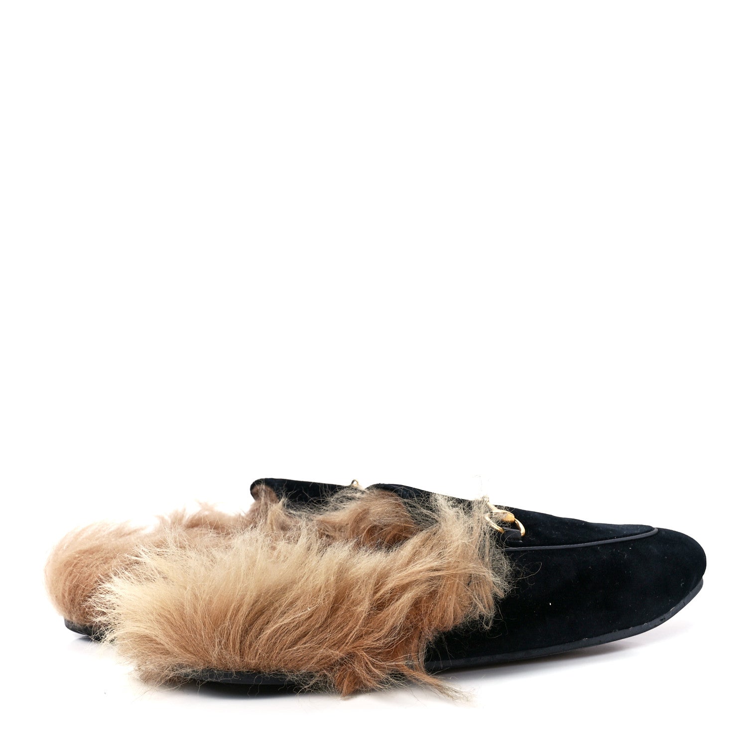 Gucci Velvet Fur Womens Princetown Slippers 39.5 Black 4 of 7