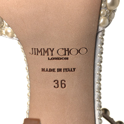 Jimmy Choo Pearl Satin Sacora 100 Sandals 36 White 6 of 7
