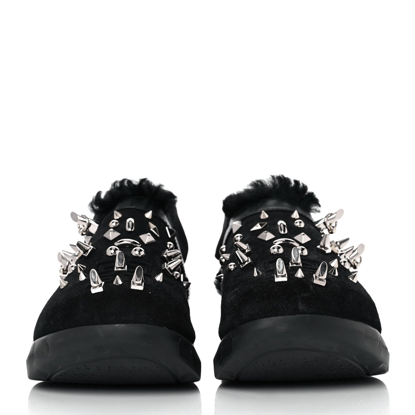 Suede Studded Elegant Marshmallow Loafers 41 Black