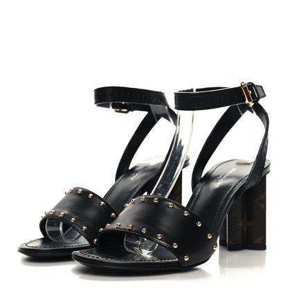 Louis Vuitton Calfskin Studded Monogram Silhouette Sandals 36 Black 3 of 8