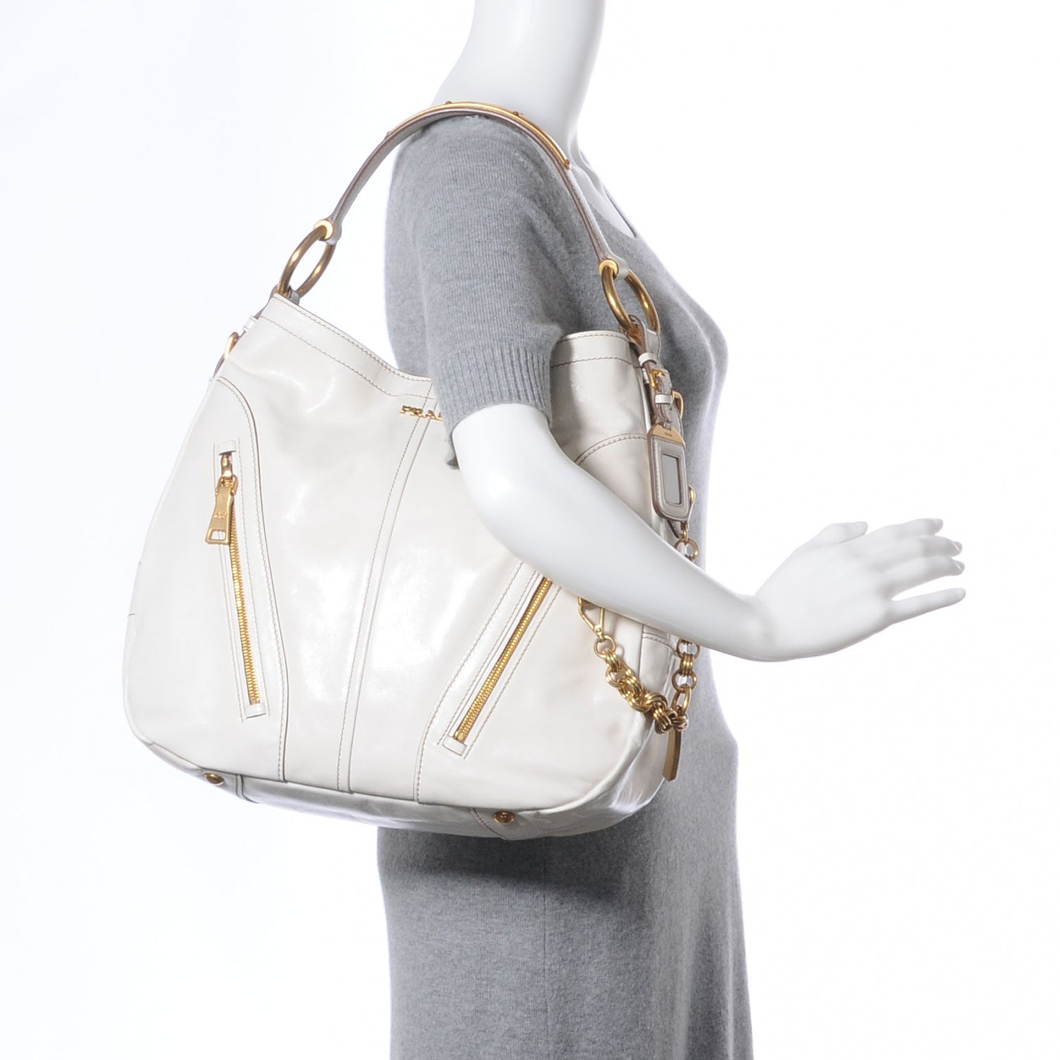 Prada Vitello Shine Hobo Talco 2 of 8