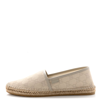 Gucci Washed Cotton Miro Soft Calfskin GG Monogram Espadrilles 39.5 White Mystic White 1 of 10