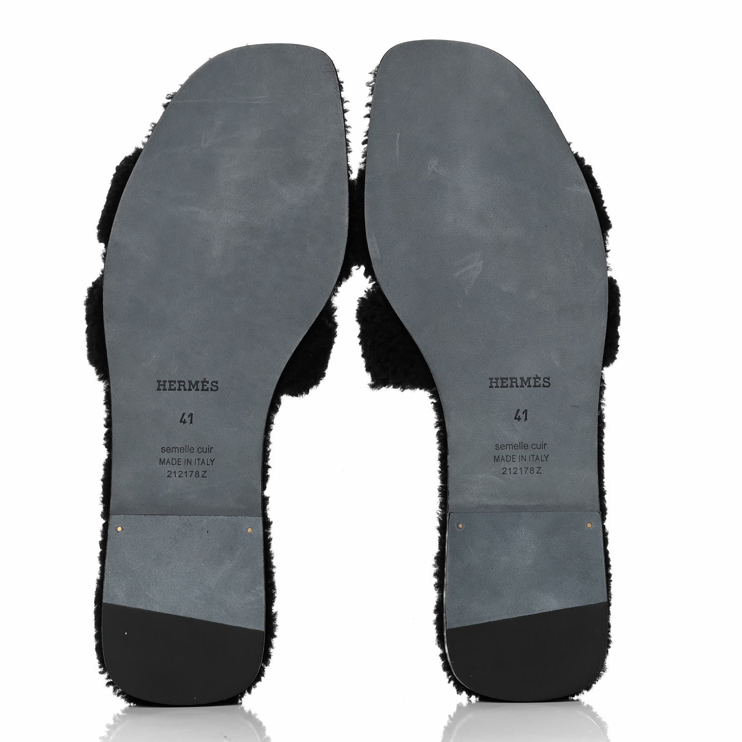Hermes Woolskin Oran Sandals 41 Black 7 of 10
