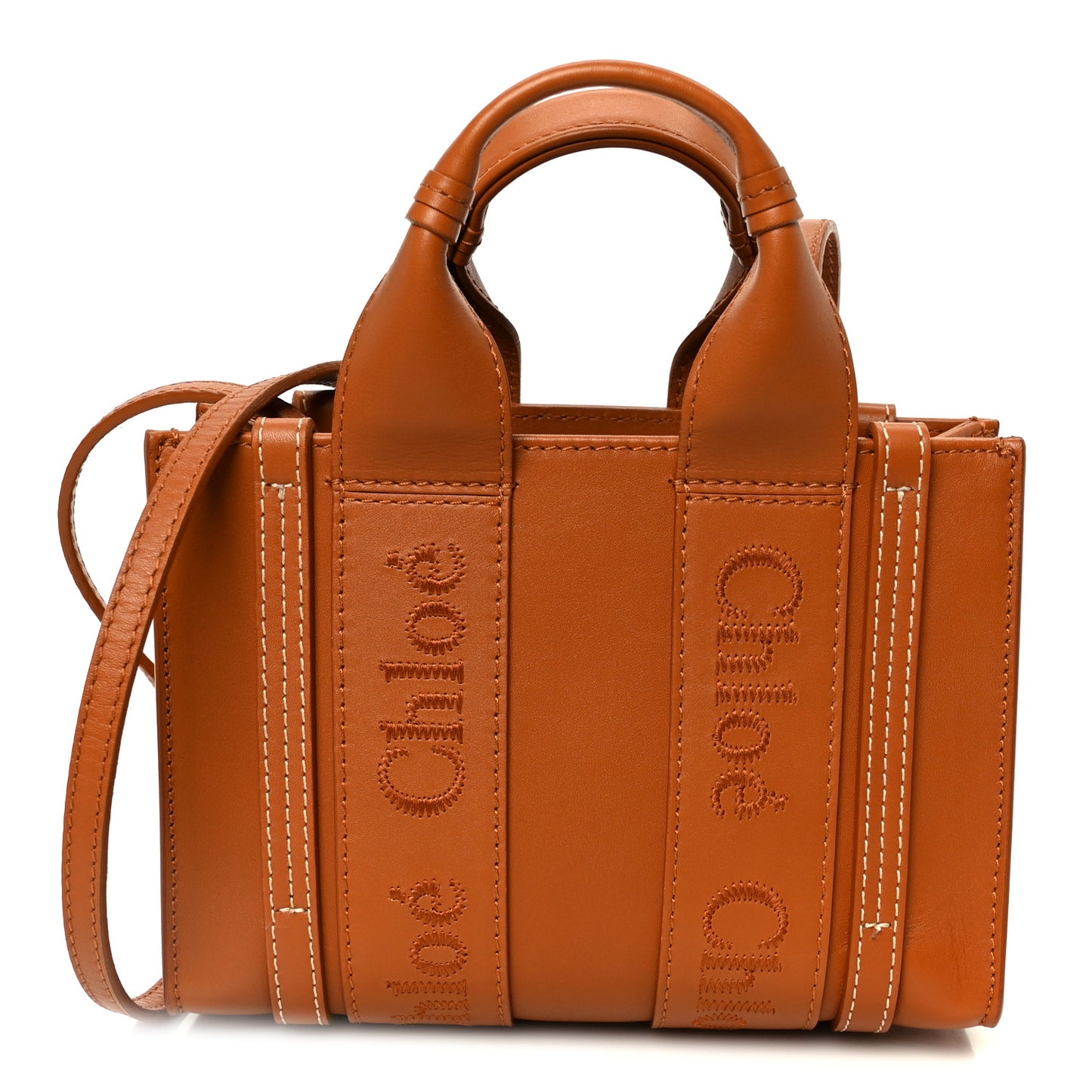 Calfskin Mini Woody Ribbon Tote Caramel