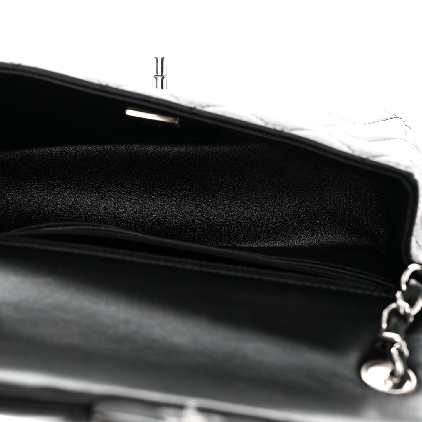 Lambskin Quilted Mini Rectangular Flap Black