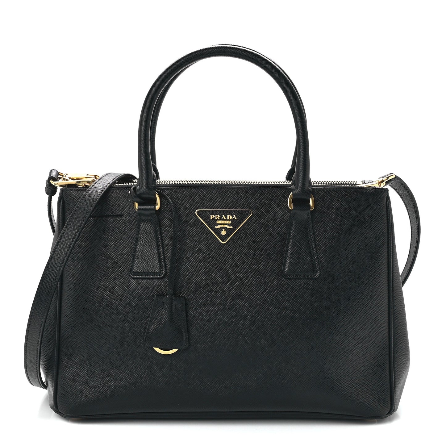 Saffiano Small Galleria Double Zip Tote Black